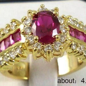 925/18k Ruby white sapphire wedding Ring
